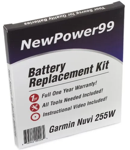 Kit di Ricambio di Batteria per Garmin Nuvi 255W Serie (Nuvi 255W, Nuvi 255WT) GPS con Video di Installazione, Strumenti, e Batteria a lunga durata