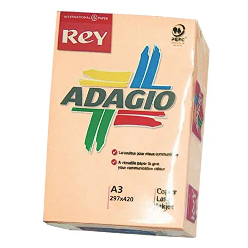 Papyrus Adagio – Risma da 500 fogli di Carta Colorata per stampante laser/getto d'inchiostro/copiatrice 80 g Formato A3 salmone