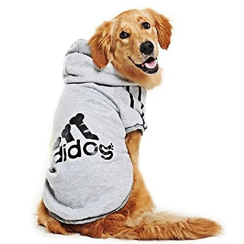 Felpa con cappuccio per cani di taglia grande con scritta in lingua inglese: "adidog", abbigliamento sportivo per animali domestici