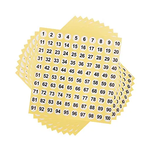 GODLOVEM, 30 fogli di adesivi numerici da 1 a 100 adesivi rotondi con numero di etichette per l’inventario