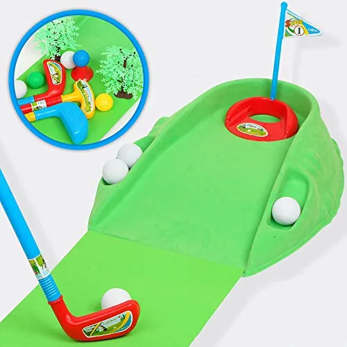 HOMDREAM Set da Golf per Bambini Set da Golf in Plastica Giocattoli per Mazze da Golf I Migliori Mazze da Golf Che Mettono Una Mini Sacca da Golf Verde Set da Gioco per Bambini