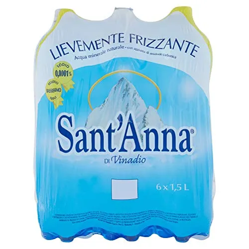 Sant'Anna - Blister d'Acqua Minerale Leggermente Frizzante - Confezione da 6 Bottiglie di Plastica Ciascuna da 1.5 Litri