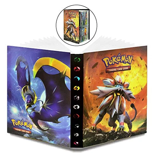 WELLXUNK Porta Carte Pokemon Album Pokemon Pokemon Carte Album Raccoglitore Carte Pokémon,30 Pagine 240 capacità di Carte GX Ex Cards Trainer(Sole Luna)