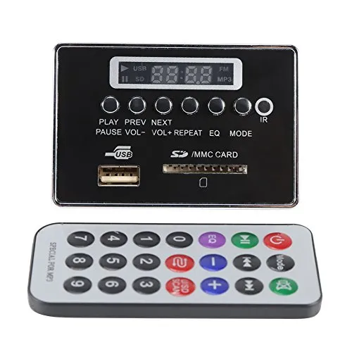 DC12V Bluetooth Audio Decodificatore Board Modulo Audio USB SD TF FM Radio Decodificatore WMA/WAV / MP3 Senza Perdita(Nero)