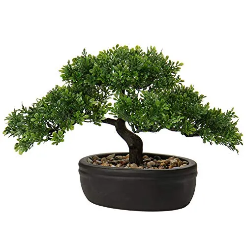 Bonsai artificiale, 22,9 cm, decorazione giapponese bonsai in vaso, piante di pino sintetico, albero di cedro bonsai, per interni ed esterni, casa, ufficio, hotel