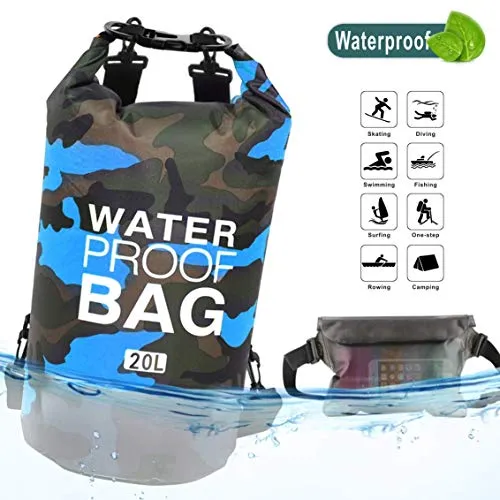 RUICHUANGS Borsa Impermeabile Cinghie Regolabili, Dry Bag Waterproof Leggero & Durevole per attività Outdoor - Spiaggia, Canottaggio, Pesca, Kayak, Nuoto, Rafting, Camping10L 20L