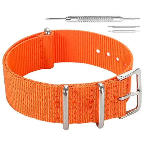 AUTULET 24mm arancione deluxe stile trendy NATO robusto esotico nylon morbido polso banda vigilanza del wristband uomini di sport