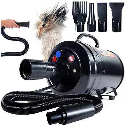 Pet Control HQ 4.0 HP 2800 W Stepless Regolabile velocità Professionale Pet Hair Force asciugacapelli con riscaldatore Silenzioso Aria K9 per Cani, Gatti, Animali Domestici (Include 4 ugelli)