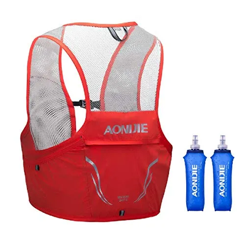 TRIWONDER Zaino Corsa Zaino Trail Running Zaino MTB Zaino Idratazione Gilet Trail Zainetto Running Zaino Ultraleggero per Uomo Donna (A - Rosso -  con 2 borracce 500 ml, M/L - 90-102 cm)