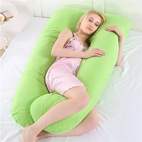 OurLeeme Maternity Pillow Confortevole U Shape Pillow Full Body Support Ultra Soft Cuscino per Gravidanza,44 * 23.6 * 4.2" (L*W*H) (Verde)
