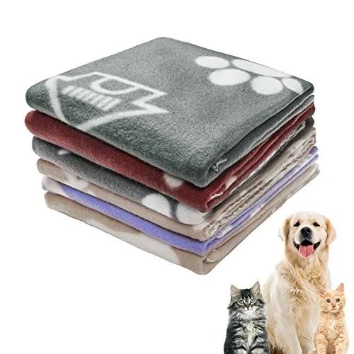 softan Coperta per Cani Gatto, Coperta Calda in Morbido Pile per Cucciolo,Gatti, Piccolo Animali Domestici,6 Pezzi, Cachi Rosso Grigio Blu Marino, 60x70cm