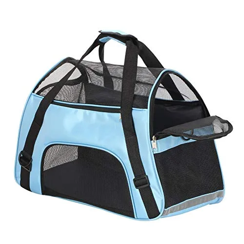 Macallen Trasportino Gatti Morbido Cane Borsa Trasporto per Animali Domestici Viaggio con Tappetino Pieghevole Grande 52 x 27 x 32 Centimetri (Blu)