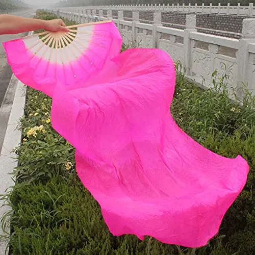 GOZAR 1.8m Allungare Ventaglio di Danza del Ventre Tessuto di Seta Imitato Ventagli di BAMB¨´ Forniture per spettacoli di Danza-Rosa
