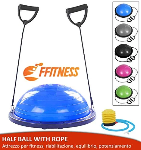 FMYBB70B Fitness Balance Ball (Ø 60 cm) | Palla in ABS e PVC | Gymball Training Board Semisfera Cupola | Aumenta Equilibrio Resistenza Forza e Allena Il Core (Blu)