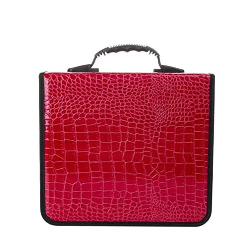 200 Pezzi Porta Pelle Organizzatore Borsa Cd Dvd in Pelle Pu Borsa Con Cerniera Cd Opuscolo Storager Cd Di Grande Capacità Raccoglitore Rosso Titolare Portatile Custodia Viaggiare