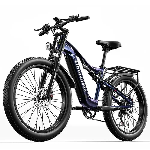 Shengmilo MX03 Bici elettrica per pneumatici grassi per adulti, Mountain bike elettrica a sospensione completa da 26 pollici, Bici elettrica con motore Bafang Peak da 1000 W, Batteria da 48 V 17,5 Ah