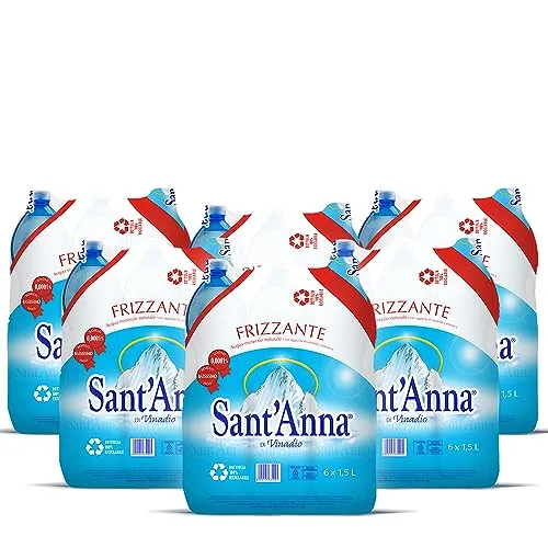 Acqua Sant'Anna Pack 1,5L Frizzante | 36 bottiglie di Acqua Minerale Frizzante Oligominerale Minimamente mineralizzata | Bottiglie di Plastica 100% Riciclabile