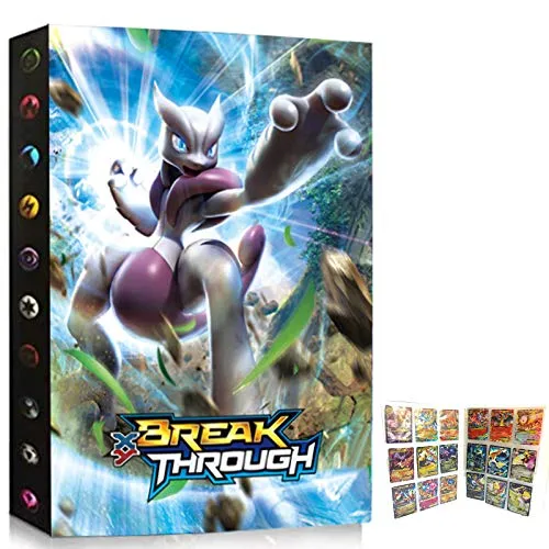 FEEEMAHA Raccoglitore di Carte, Supporto Compatibile con Pokemon, Libro Best Protection Album Trading Cards GX Ex - 9 Poket Metti Fino a 432 Carte - 3D Mewtw