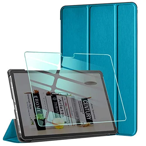 AROYI Custodia Cover Compatibile con Samsung Galaxy Tab A7 10.4 2020 con Vetro Temperato, Ultra Sottile Magnetica Custodia in Pelle PU Case con Auto Svegliati/Sonno (SMT500/T505/T507), Blu Pavone