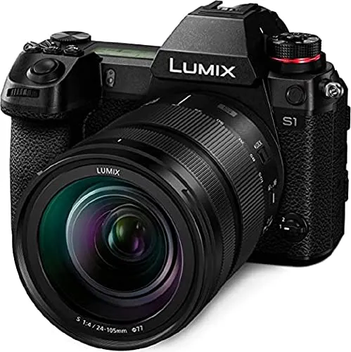 Panasonic Lumix DC-S1ME-K Fotocamera Mirrorless Full-Frame, Registrazione Video 4K 60P con Flip Screen, Obiettivo 24-105 mm f/4 Macro OIS, 5 assi Dual IS, Nero