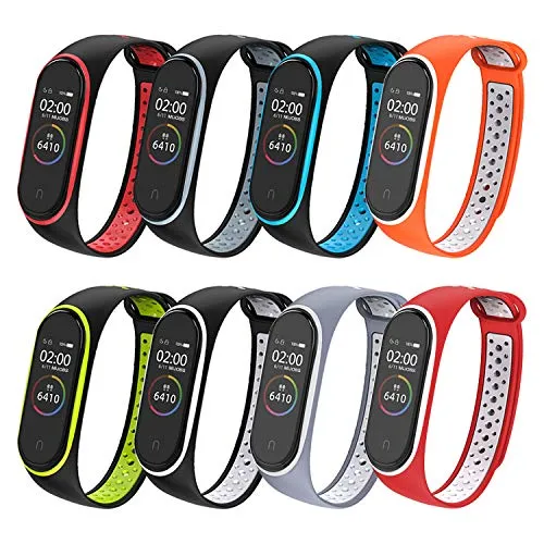 Mijobs Cinturino per Mi Band 4 Mi Band 3 Cinturino in Colorato Silicone Braccialetto Strap di Ricambio per Mi Band 4 Miband 3 Braccialetto (8 PZ Sets A)