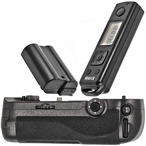 Meike MK-D500 Pro - Impugnatura portabatteria verticale per Nikon D500, con batteria EN-EL15, 1600 mAh, telecomando da 2,4 GHz, funzione timer e intervallo