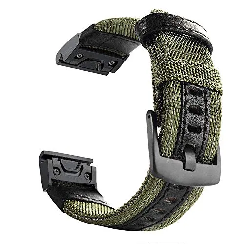 YOOSIDE Cinturino per Garmin Fenix 5X/Fenix 6X, 26mm NOTA Cinturino resistente in nylon resistente al sudore per Garmin Fenix 5X/5X Plus,Fenix 6X Pro/Sapphire,Fenix 3/3 HR, Enduro (verde)