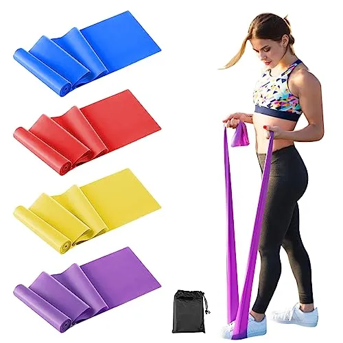 Relota Set di 4 Elastici Fitness, Elastico Fitness 4 Livelli di Resistenza Fasce Elastiche Fitness per Donne o Uomini, Banda Elastica per Allenamento di Forza, Pilates, Fisioterapia, Yoga