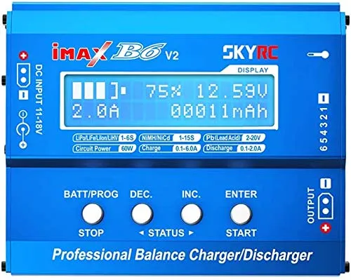 YUNIQUE ITALIA SkyRC iMAX B6 V2 Caricabatterie 60 W 6 A Convertitore DC/DC Compatibile con DJI Mavic Inspire Batteria intelligente NiMH/NiCd/LiPo/LiHV/Life/Li-Ion/Pb