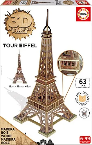 Educa- Puzzle 3D Tour Eiffel, Multicolore, 16998.0