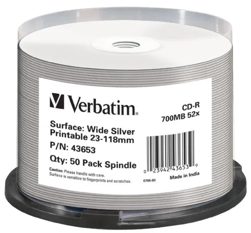 Verbatim, CD-R 700 MB (80 mimuti) Printable - Confezione da 50