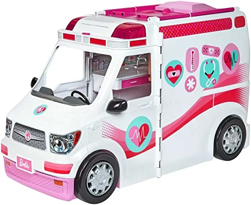Barbie Clinica di Primo Soccorso - Ambulanza con Luci e Suoni - Trasformabile in Ambulatorio - 20+ Accessori - Larga 60 cm - Regalo Bambini 3+ Anni