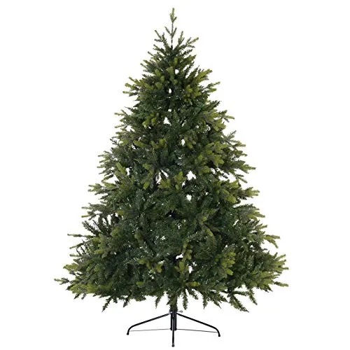 homcom Albero di Natale Alto 210 cm Artificiale Effetto Realistico Realizzato in PVC con 2692 Punte da Decorare Solida Base in Metallo