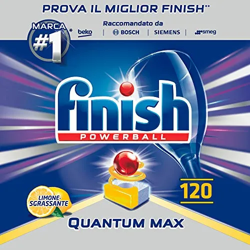 Finish Pastiglie Lavastoviglie Quantum Max, Limone, 120 Tabs