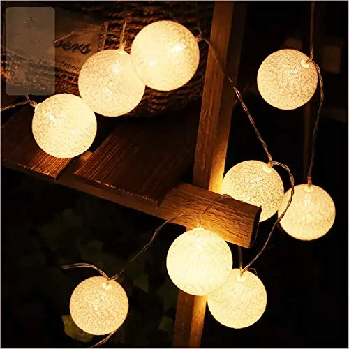 ELINKUME LED Stringa di Luce 20LEDs Sfera Della Lana 3.3M Luci di Fata Batteria Powered Decorazione Ideale per Interni/Balcone/Festa/Matrimonio/Vacanze (bianco caldo)