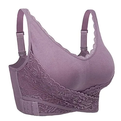 iClosam Reggiseno Senza Ferretto, Reggiseno Bra Donna Push up con Imbottito Rimovibili, Viola XL