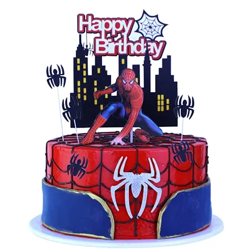 Topper per Torte di Unicorno,Spiderman Cake Topper 9 Pezzi Stuzzicadenti Bandiera per Bambina Ragazzo Bambini Compleanno Tema Party Regalo Torta Decorazioni