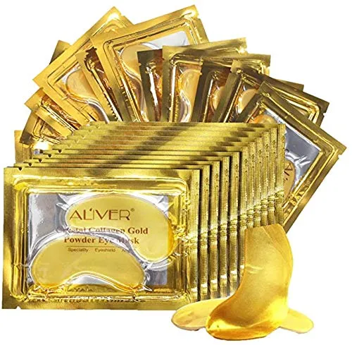 Crystal 24K Gold Collagen Eye Mask (25 Paia), Gel Premium Anti Aging, Anti rughe, Idratante per rughe sotto gli occhi, Rimuovi borse per gli occhi, Sotto gli occhi, Occhiaie, Idratante, Occhi gonfi