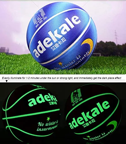 Pallone da Basket Senza Luce, Palla Fluorescente Leggera, Bagliore nel Buio Pallone da Basket Unico Blu Abbagliante, Formato Ufficiale Pallone da Basket Misura 7