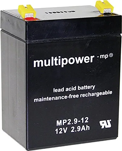 Batteria al piombo 12 V 2.9 Ah multipower MP2,9-12 A97275 Piombo-AGM L x A x P 79 x 107 x 56 mm Spina piatta 4,8 mm
