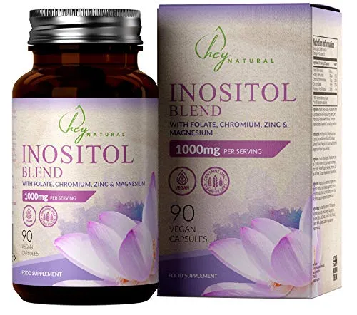 HN Myo Inositolo 1000mg per Dose con Acido Folico, Cromo Picolinato, Magnesio Glicinato e Zinco | 90 Capsule Vegane | Integratori Donna | Riempitivi Puliti | Non-OGM, Senza Glutine e Latticini