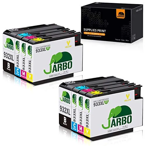 JARBO 933XL di ricambio per HP 932 XL 933 XL () Cartucce d'inchiostro ad alta resa Compatibile con HP Officejet 6600, 6700, 6100, 7612, 7110 e 7610 Confezione da 8 2 Black, 2 Ciano, Magenta 2