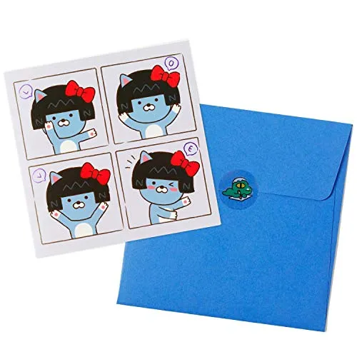 KAKAO FRIENDS Carta regalo cuore bianco regalo di compleanno con busta e un adesivo per bambini madre padre (Neo)