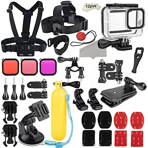 Kit accessori per GoPro Hero 8 Set di Accessori per Action Camera, Custodia Impermeabile +Filtri + Tracolla Pettorale+Supporto per Bicicletta+Impugnatura Galleggiante