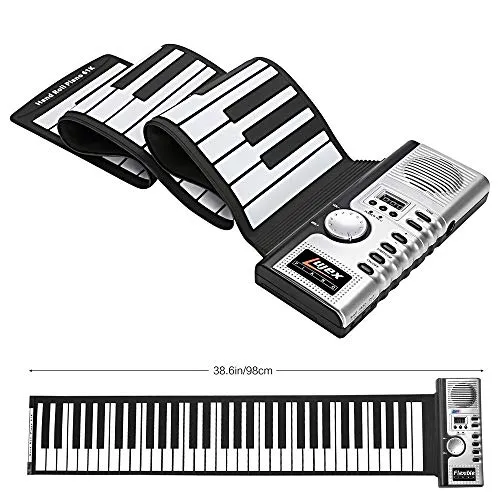 ZHLAMPS Tastiera Roll-up per Pianoforte Portatile 61 Tasti Tastiera Digitale Digitale per Pianoforte a Mano Tasti Soft Midi per Bambini Principianti per Bambini