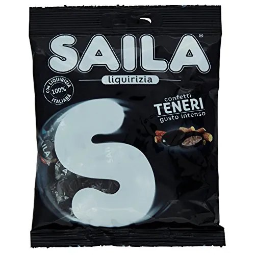 Saila - Confetti Alla Liquirizia Italiana, Confettini Teneri, Senza Glutine, Incartati Singolarmente - 100 G