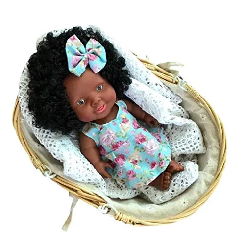 Bambole Nere della Ragazza Bamboletta Americana Africana Giocattoli Interattivi della Bambola Artificiale del Silicone dei Bambini Bambola Afroamericana da 33 cm Moda Bambola Rinata (PVC)