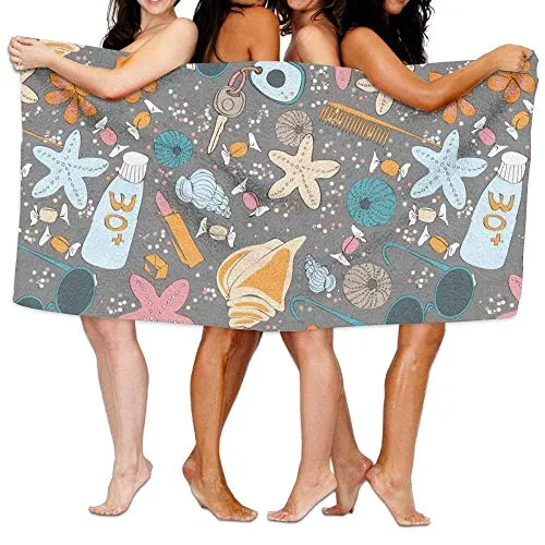Party Socks Shell Starfish Summer Beach Bath Towel Adult Microfiber Towel 31 X 51 inch Bath Sheet