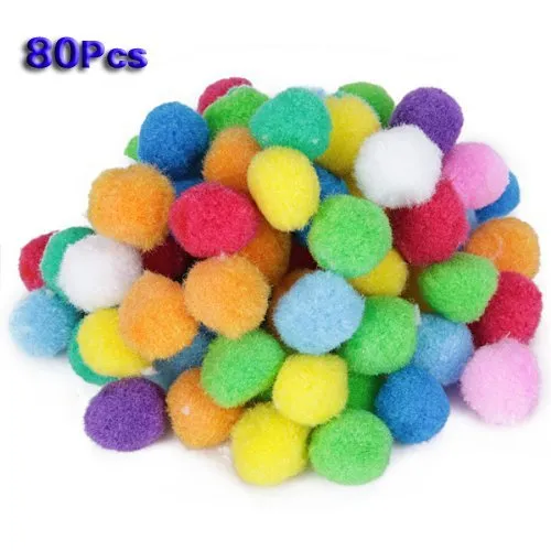 palle Pompom - SODIAL(R) 80 pz rotonde multicolori fiocchetto Balls