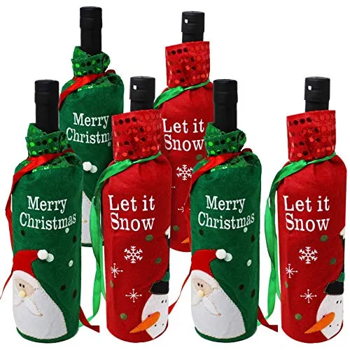Moji Set di 6 Sacchetti per Bottiglie di Vino con Design Assortiti - Perfetti per Regali di Natale e Altro